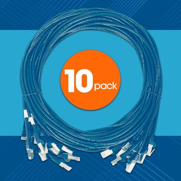 Slim Cat8 Ethernet Network Patch Cable – 10-Pack - 40Gbps & 2000MHz, Snagless... - Picture 3 of 5